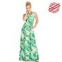 Vestido Estampa Tropical em Jersey Comprimento Longo