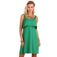 Vestido Verde em Poliviscose com Elastano Comprimento Médi